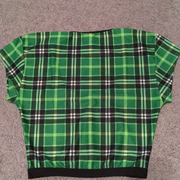 J Valentine Green Plaid Crop Top - Picture 2 of 8